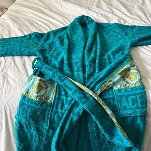 Versace Turquoise Robe with Gold Details